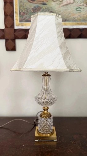 Vintage cut glass and - , brass