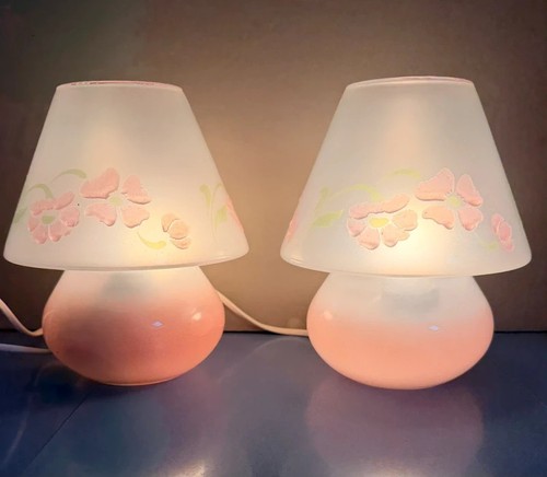 Pair vintage rose glass - pair,